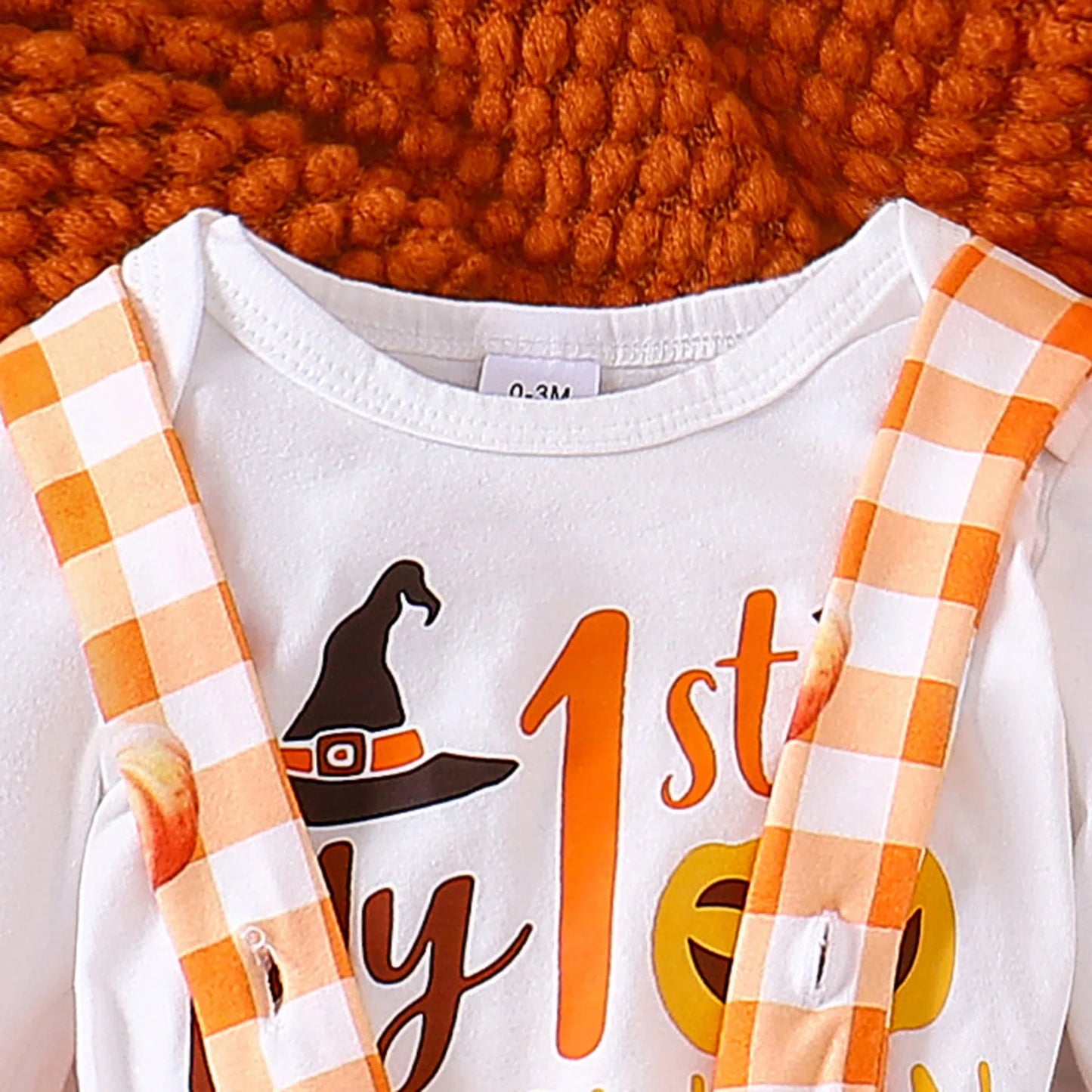 LckyBaby™ My First Halloween Outfit – 100% Cotton Baby Bodysuit & Pumpkin Overalls