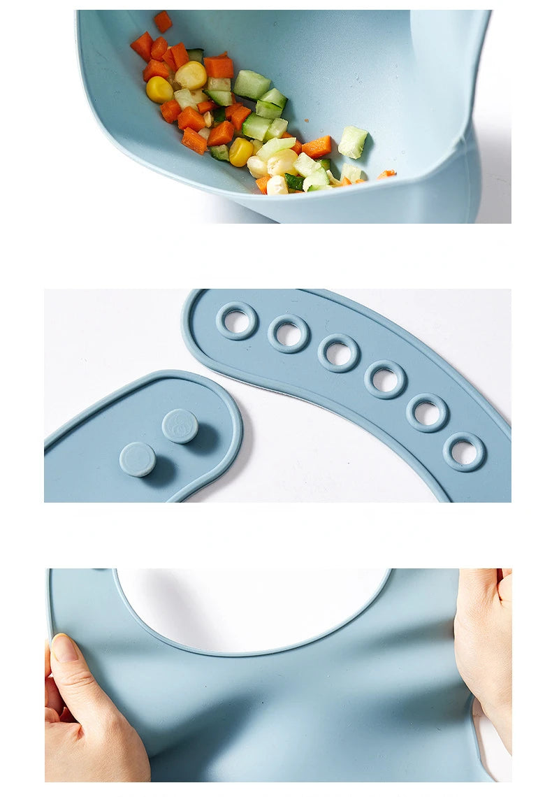 LckyBaby™ Waterproof Silicone Baby Bib – Adjustable, Soft & Easy-to-Clean