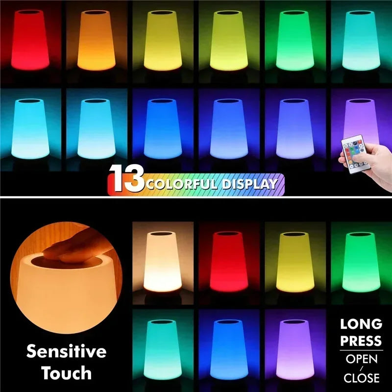 LckyGlow™ — 13-Color LED Night Light with Touch & Remote Control