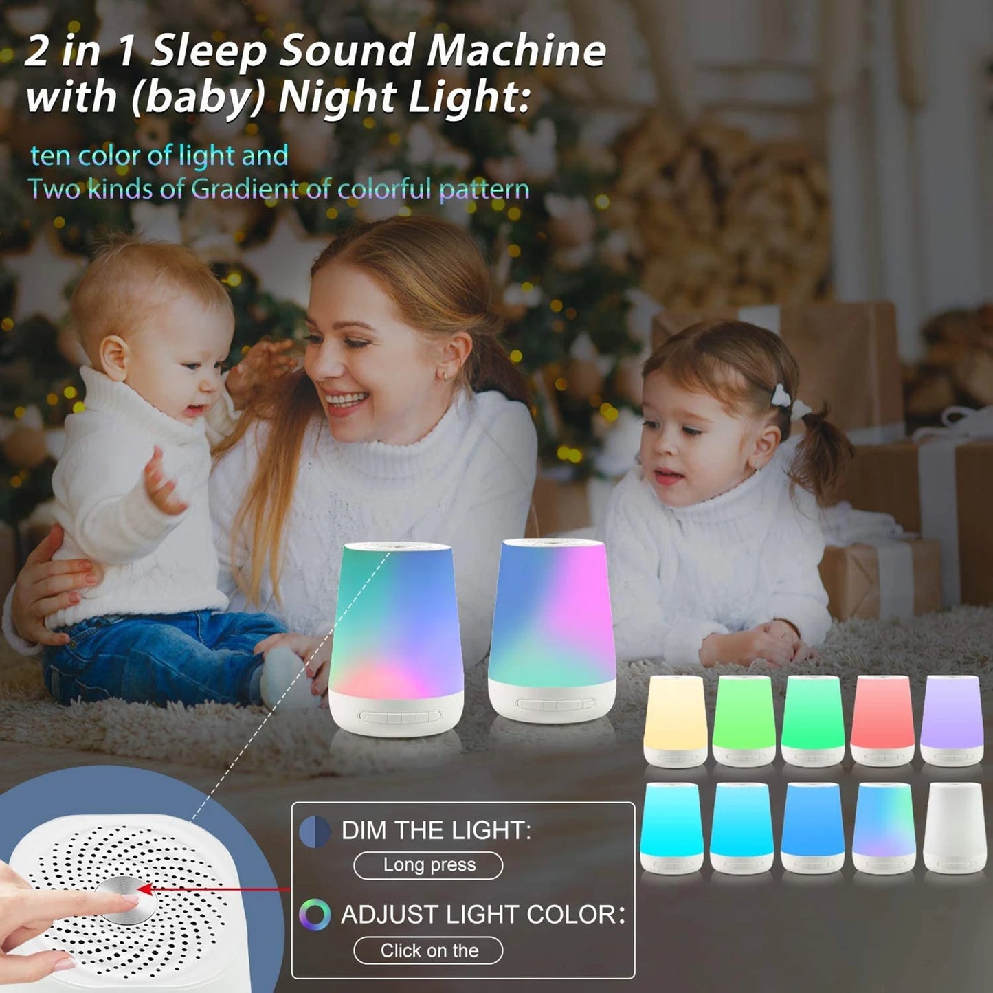 LckyGlow™ — 2-in-1 White Noise Machine & Color Night Light