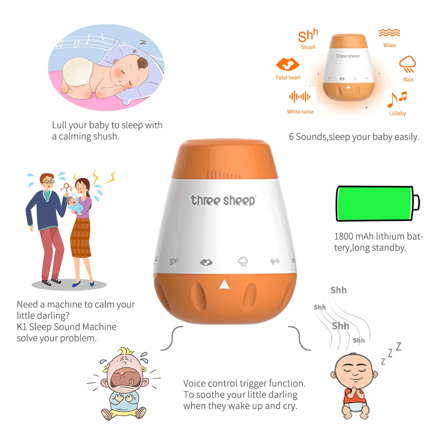 LckyHush™ — Portable Baby White Noise & Sleep Sound Machine