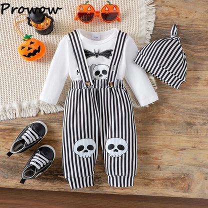 LckyBaby™ My First Halloween Outfit – 100% Cotton Baby Bodysuit & Pumpkin Overalls