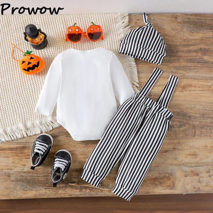 LckyBaby™ My First Halloween Outfit – 100% Cotton Baby Bodysuit & Pumpkin Overalls