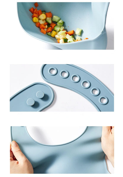 LckyBaby™ Waterproof Silicone Baby Bib – Adjustable, Soft & Easy-to-Clean