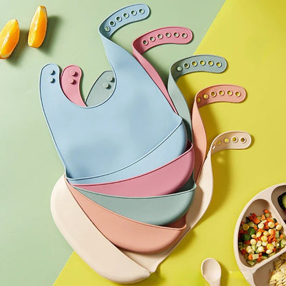 LckyBaby™ Waterproof Silicone Baby Bib – Adjustable, Soft & Easy-to-Clean