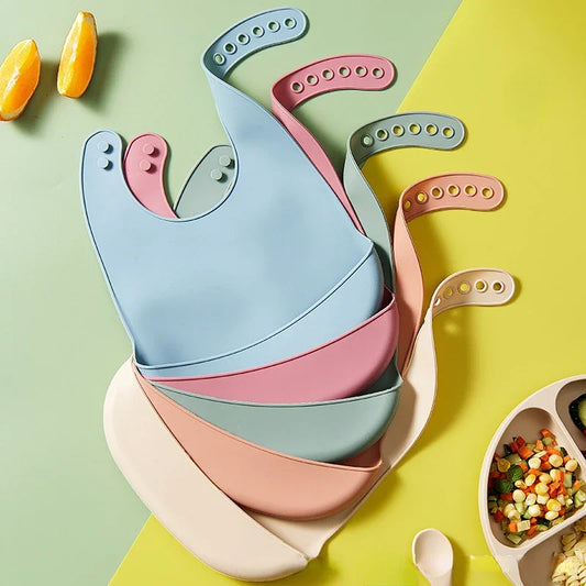 LckyBaby™ Waterproof Silicone Baby Bib – Adjustable, Soft & Easy-to-Clean