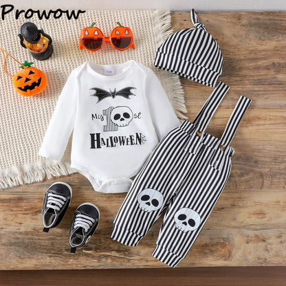 LckyBaby™ My First Halloween Outfit – 100% Cotton Baby Bodysuit & Pumpkin Overalls